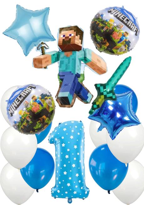 Balóny minecraft- steve 85cm aj meč- až 15/16/17ks,