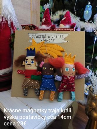 Prekrásna dekorácia magnetky traja králi,