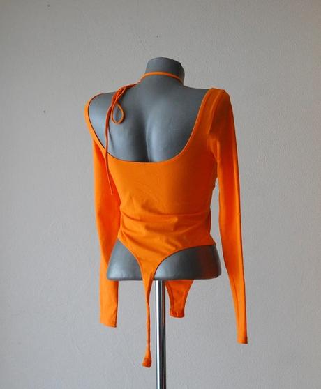 Štýlové oranžové body s výstrihom (brazílky), h&m,s
