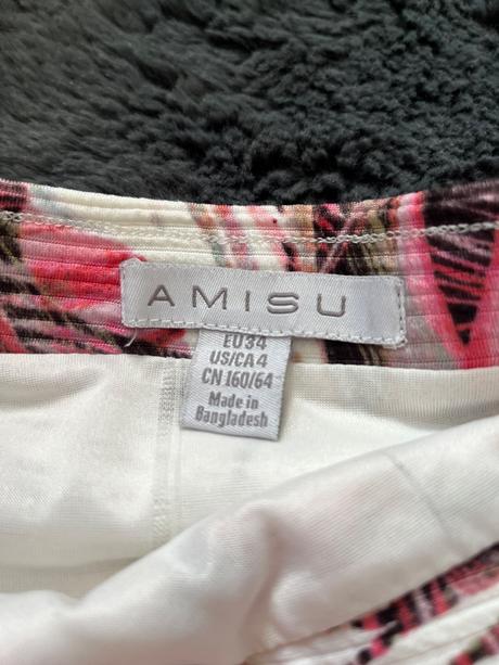 Uzka sukna biela ruzove vzorovana, amisu,xs