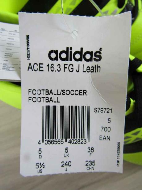 Kožené kopačky ace 16.3 fg j leath, adidas,38