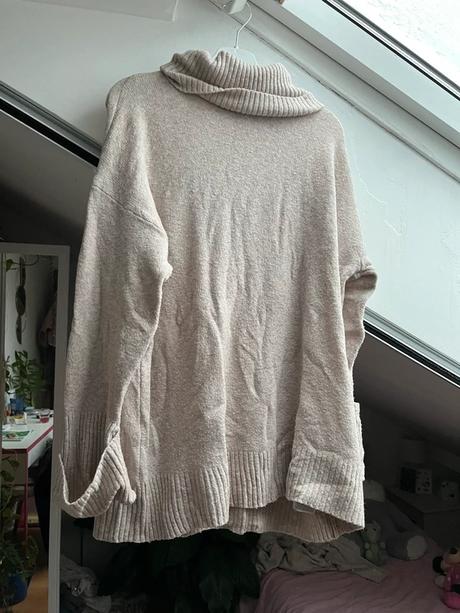 Pletené béžové šaty/ pletený béžový sveter, h&m,m