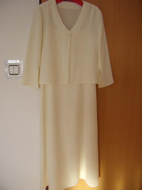 Smotanové/vanilkové šaty s kabatikom, 42