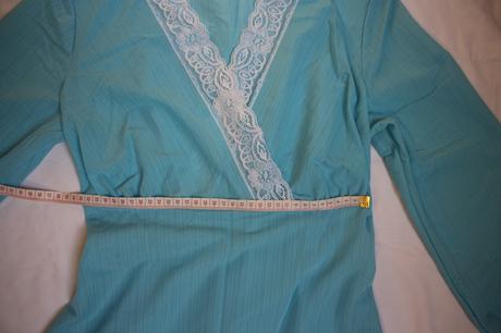 Vintage nebesky modrá nočná košeľa jemná čipka, m