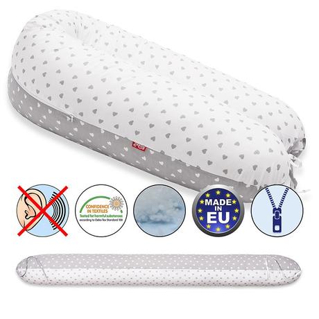 Dojčiaci vankuš bielo/sivé srdiečka,