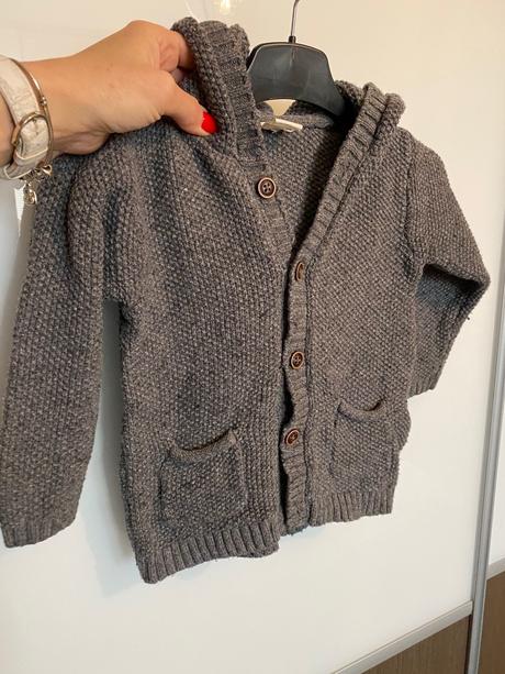 Teply svetrík s kapucnou a uškami, h&m,92