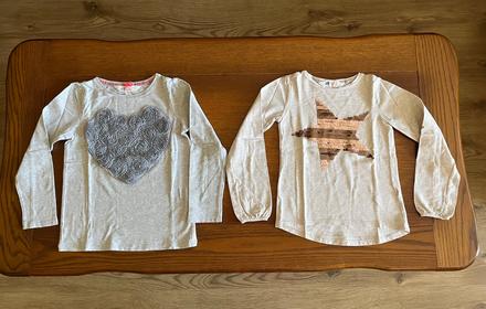 Tričká s 3d aplikáciou - dvojset 122/128, h&m,122