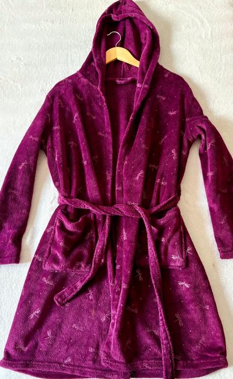 Dámsky bordový župan s kapucňou, s