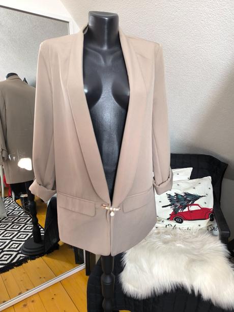 Dámske béžové sako bez zapínania, mohito,s