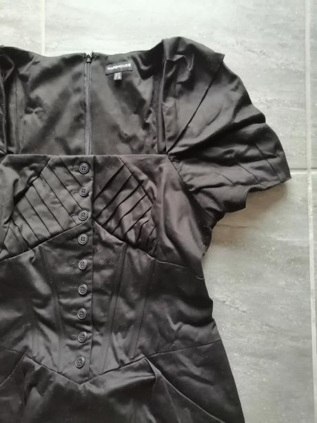 Čierne členité šaty warehouse v40 s kosticami, warehouse,40