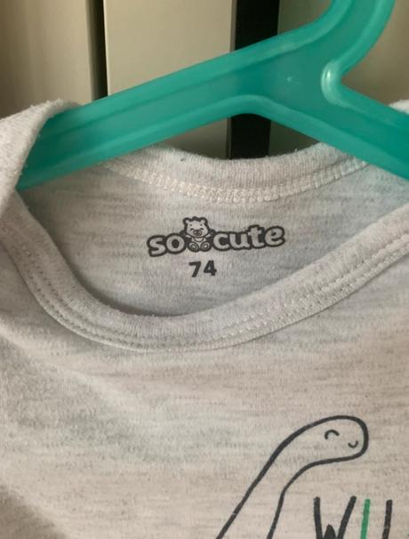 Sivé  bavlnené body s dlhým rukávom, 74