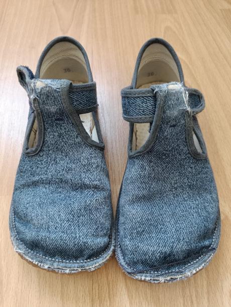 Barefoot detské papuče beda - širší typ grey denim, beda,30