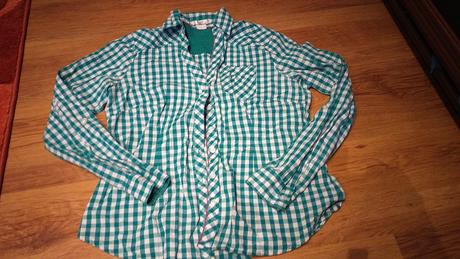 Zelenobiela károvaná košeľa, bonprix,38