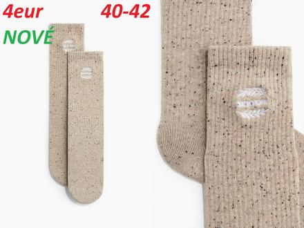 Ponožky dlhé new york béžové melírované, h&m,40 / 42