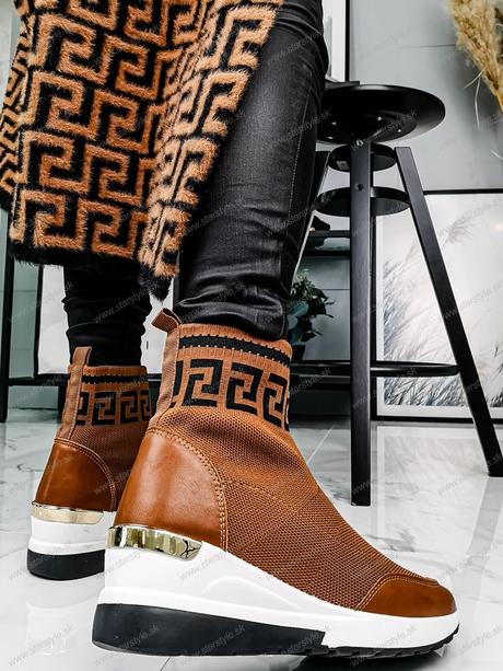 Hnedé ponožkové čižmy, 40 / 41