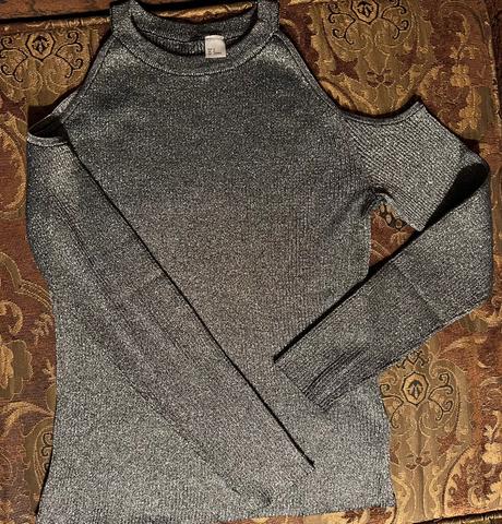 Strieborný top s výstrihmi na pleciach, h&m,m