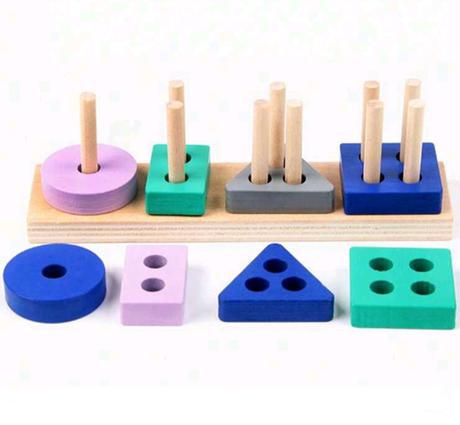 Drvené skladačky montessori sada 17ks, 