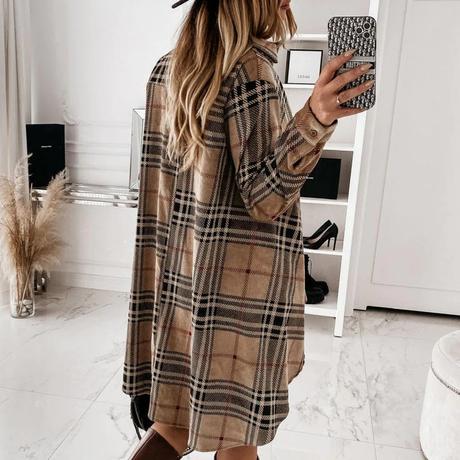 Bezove saty beige plaid, l