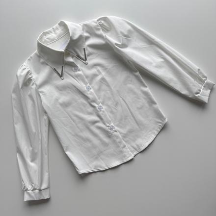 Dievčenská blúzka s ozdobným golierom, 128 / 164