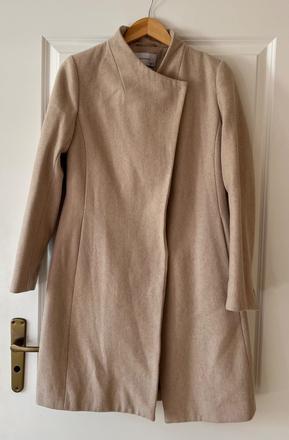 Béžový vlnený kabát, reserved, xs/34, reserved,xs