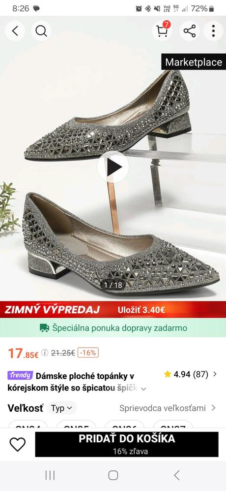 Balerínky, nízke topánky, 39