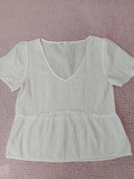 Biela bavlnená vzdušná madeirová blúzka, sinsay,xs