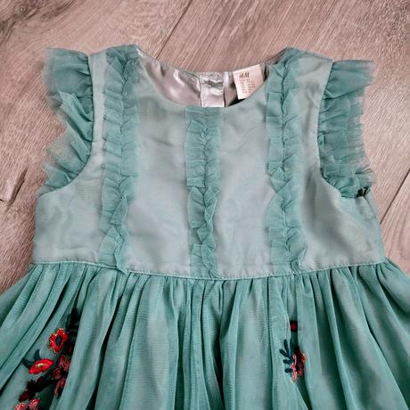 Tylové šatočky s vyšívanými kvietkami h&m 92, h&m,92