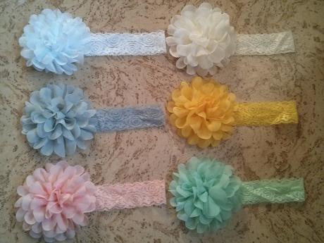 Dievčenská čipkovaná čelenka s kvetom - zelenkavá, 