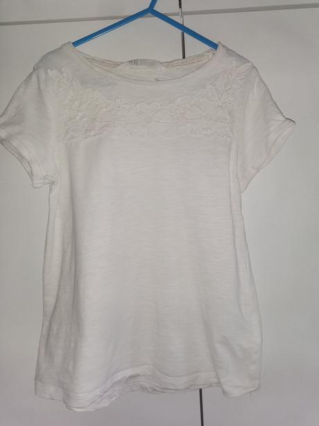 Biele tričko s čipkou, h&m,134