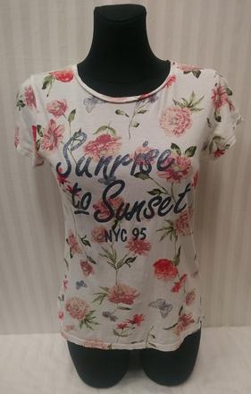 Biele tričko s farebným motívom, h&m, 158-164 cm, h&m,164