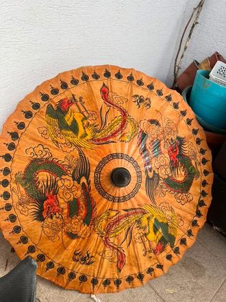 Starozitny slnecnik drak draky vintage japonsky, 
