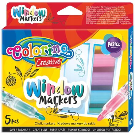 Popisovač kriedový na sklo colorino / 5 farieb,