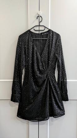 Čierne flitrované minišaty mango, mango,xs