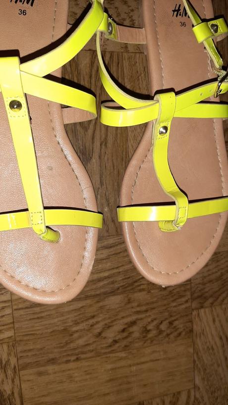 Neónovo žlté sandále., h&m,36