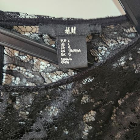 Čierne tričko s čipkou l, h&m,l