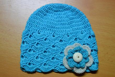 Háčkovaná čiapočka s kvetom, 50 - 158