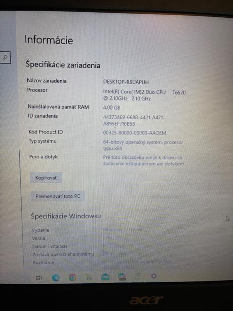 Notebook acer extensa 5635 win 10, acer