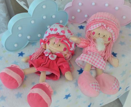 2x textilná bábika, 