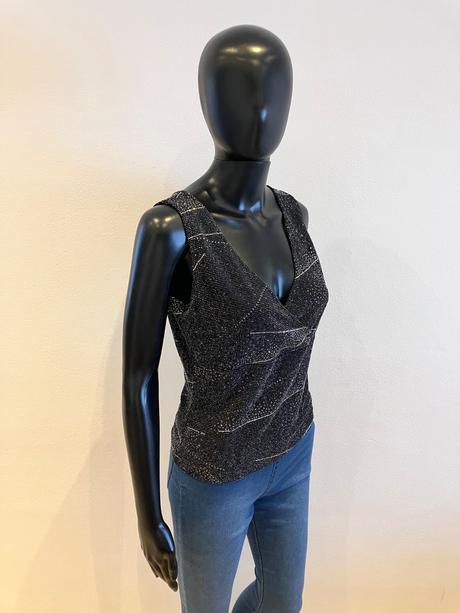 Dámsky elegantný trblietavý top čierny (40), l