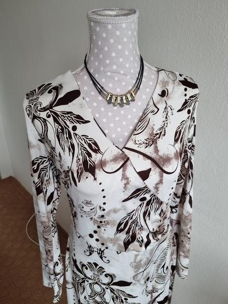 Bielo-hnedé elastické šaty chillytime veľ. 40, 40