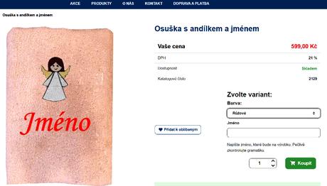 Marhuľková osuška s anjelikom a menom "eliška",