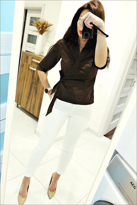 Čokoládová zavinovacia blúzka, h&m,36