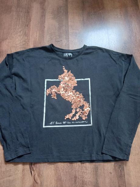 Tričko s flitrovaným jednorožcom vel.164, f&f,164