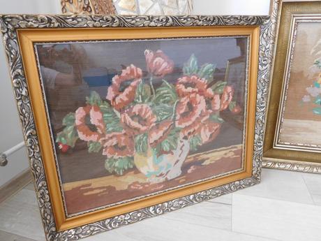 Obrazy vyšívané krížiková výšivka -v drevenom ráme, 