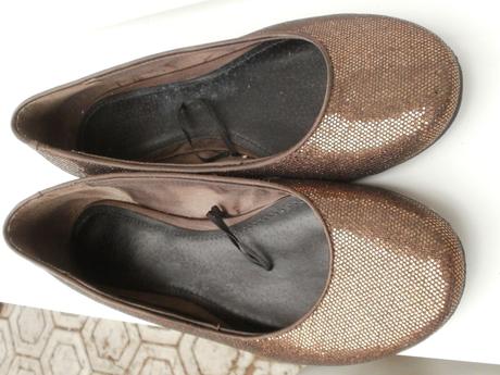 Medené lesklé balerínky, 38