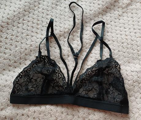 Čierny set čipkovaného spodného prádla, bonprix,s