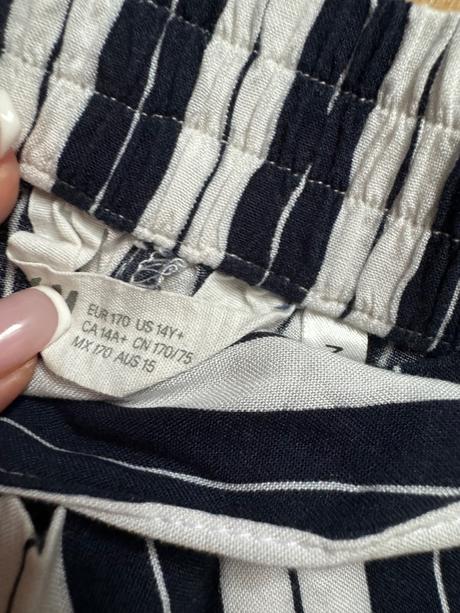 Modré pasíkavé nohavice, h&m,170