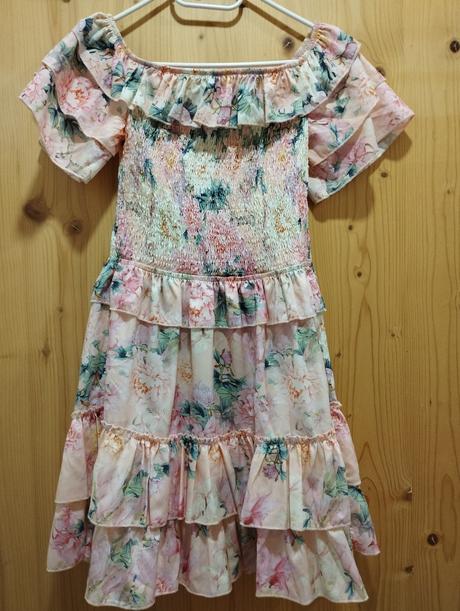 Šaty ružové romantické s volánmi, veľ.36/s, 36