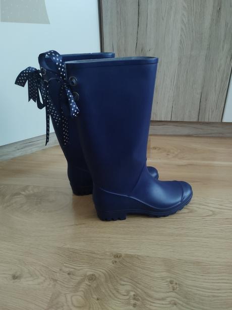 Tmavomodré gumáky s mašľou, 36