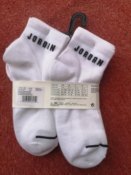 Air jordan ponožky 6 párov veľkosť 37,5-40, air jordan,37 / 38 / 39 / 40